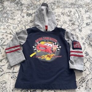 Rare VTG Disney Pixar Cars Lightning McQueen Hoodie Kids 5/6(?) Blue Gray Racing